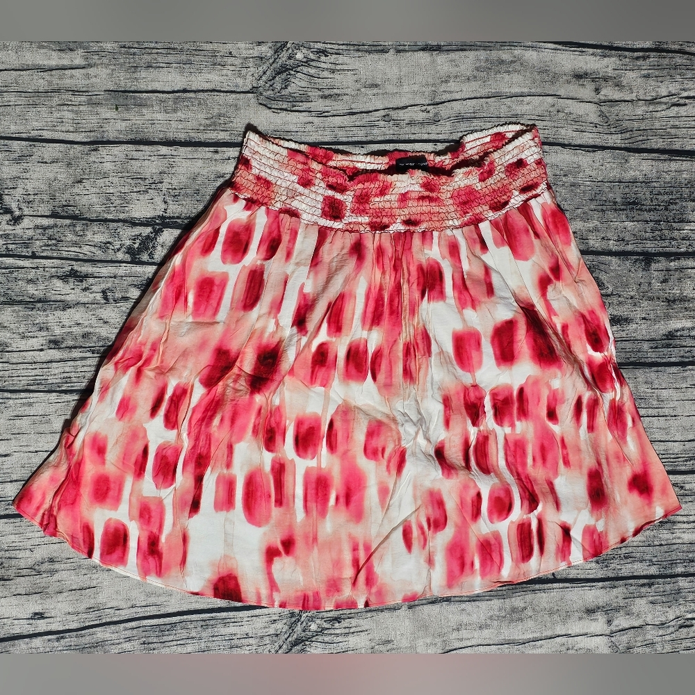 New York & Company Red and White Patterned Mini Skirt